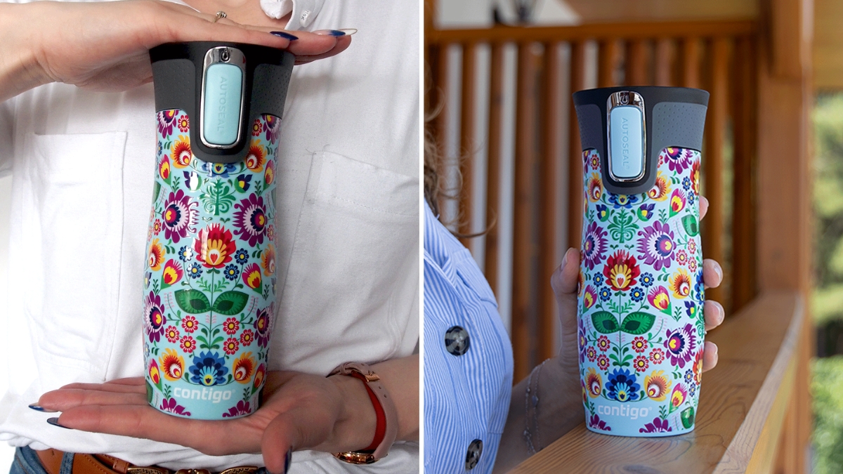 Contigo West Loop 2.0 - szczelny kubek termiczny o pojemności 470 ml - kolor Folklor Ice Aqua